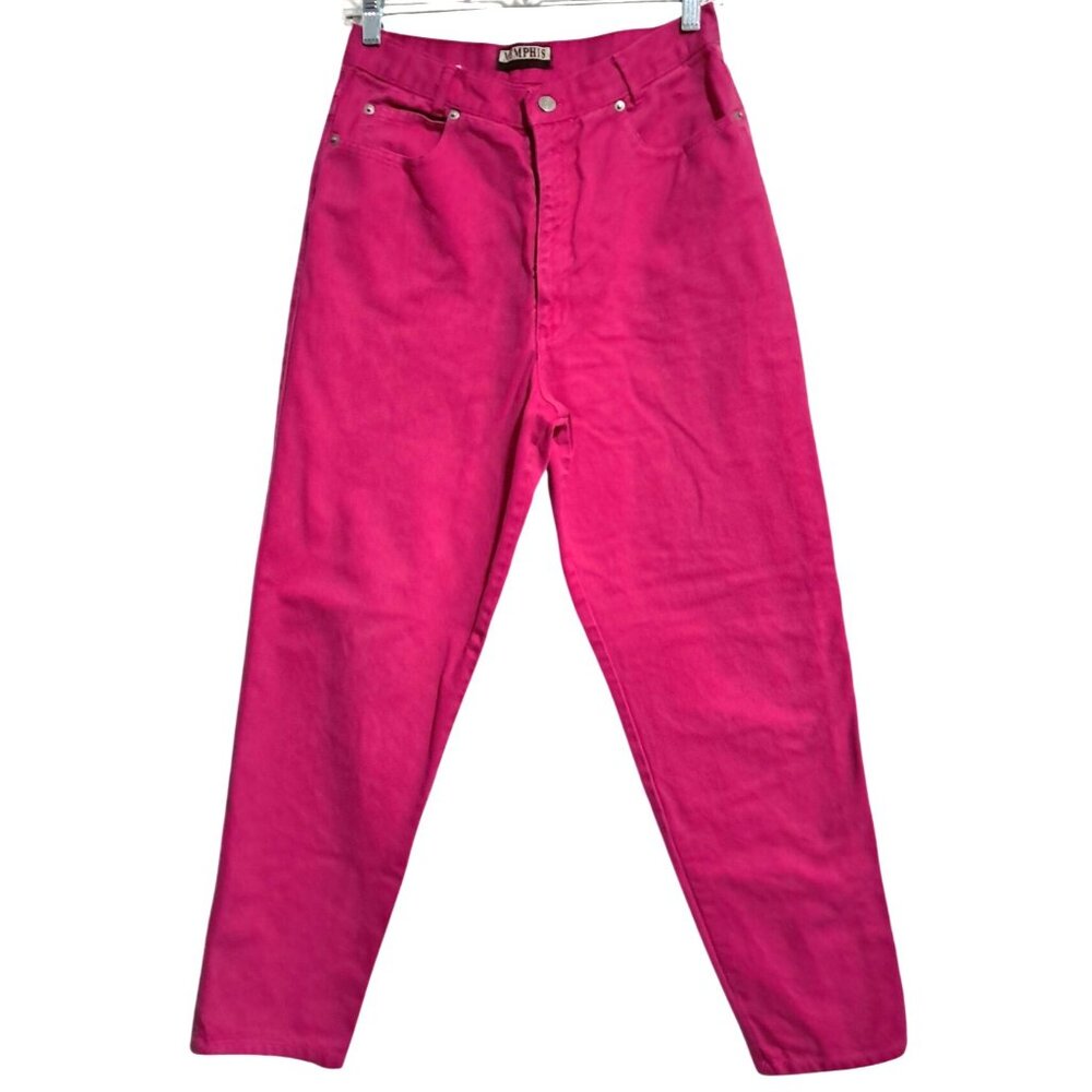 Memphis High Waist Pink Jeans Womens Size 13 100% Brushed Cotton Denim Vtg‎